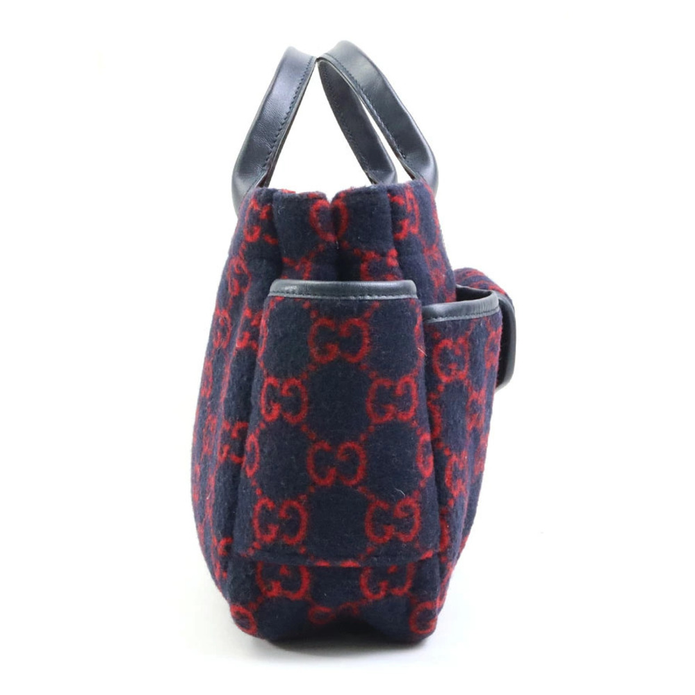 Gucci Blue GG Navy Red Handbag Wool